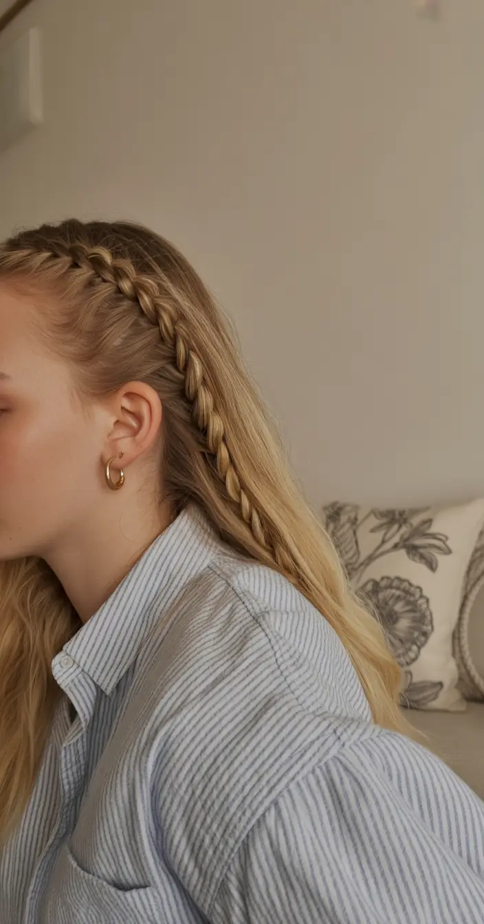 easy spring quick hairstyles 2026 Minimal Side Cornrow Accent On Straight Blonde Hair