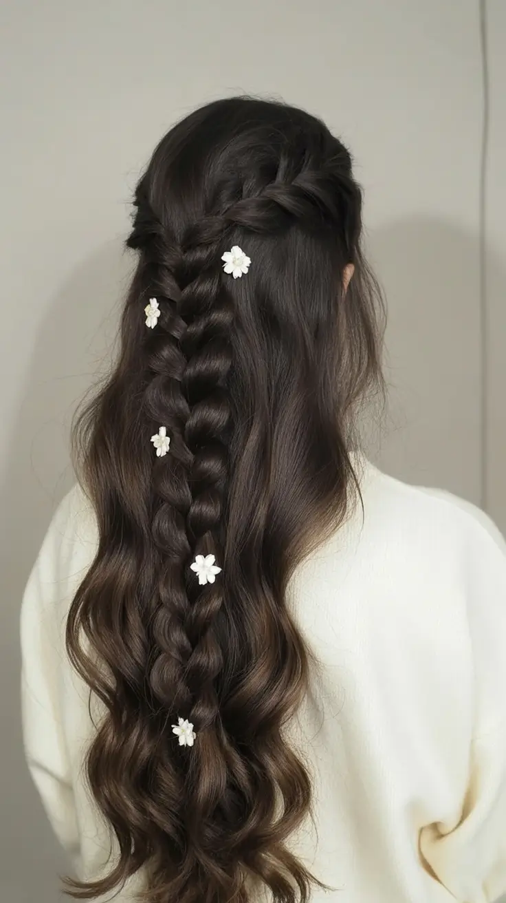 easy spring quick hairstyles 2026 Romantic Loose Braid With Spring Florals