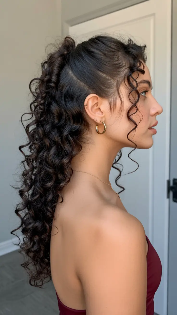 effortless spring half up half down hairstyle 2026 Defined Curly Half Up with Sculpted Volume