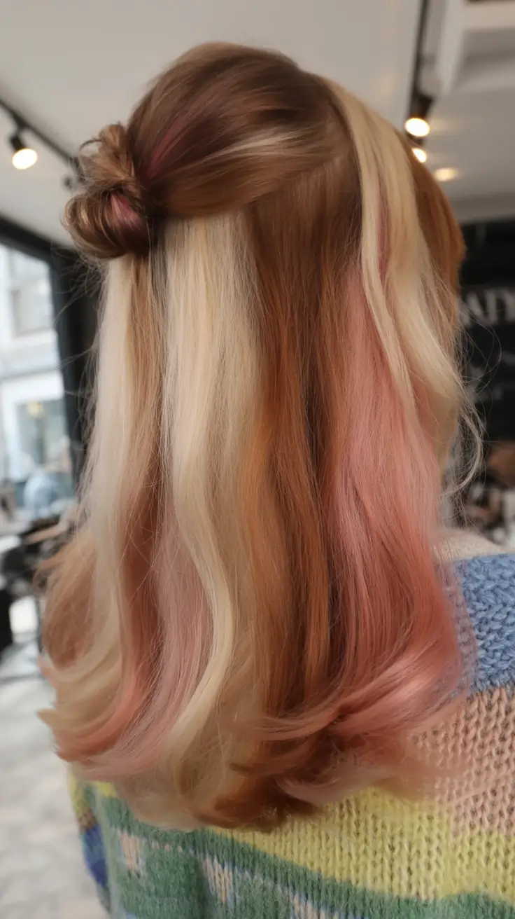 effortless spring half up half down hairstyle 2026 Color Block Half Up with Playful Pastel Length