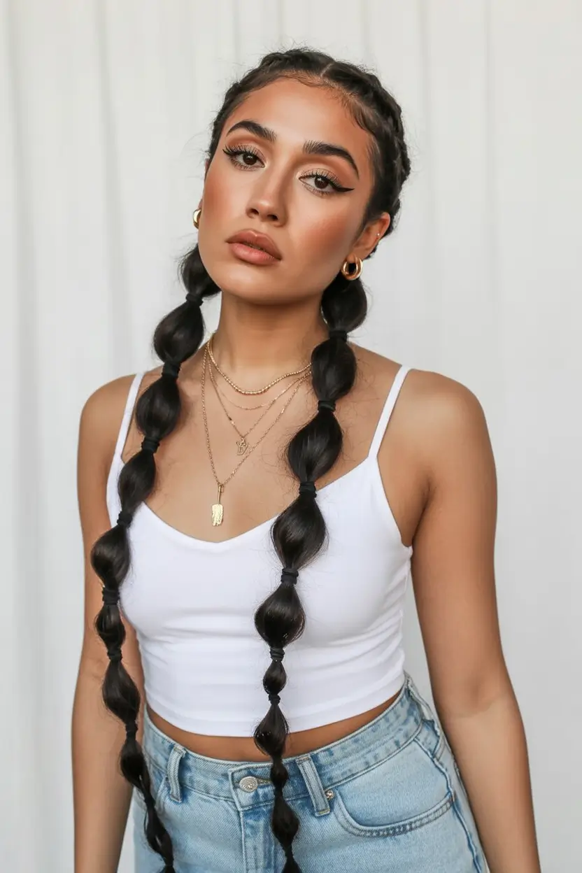 effortless spring half up half down hairstyle 2026 Bubble Braids with Playful Spring Energy
