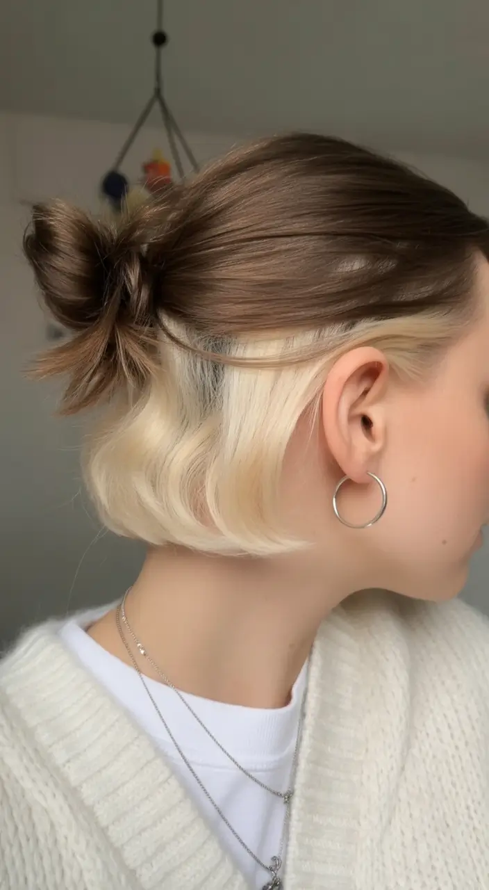 effortless spring half up half down hairstyle 2026 Half Up Knot for Short Blonde Bob