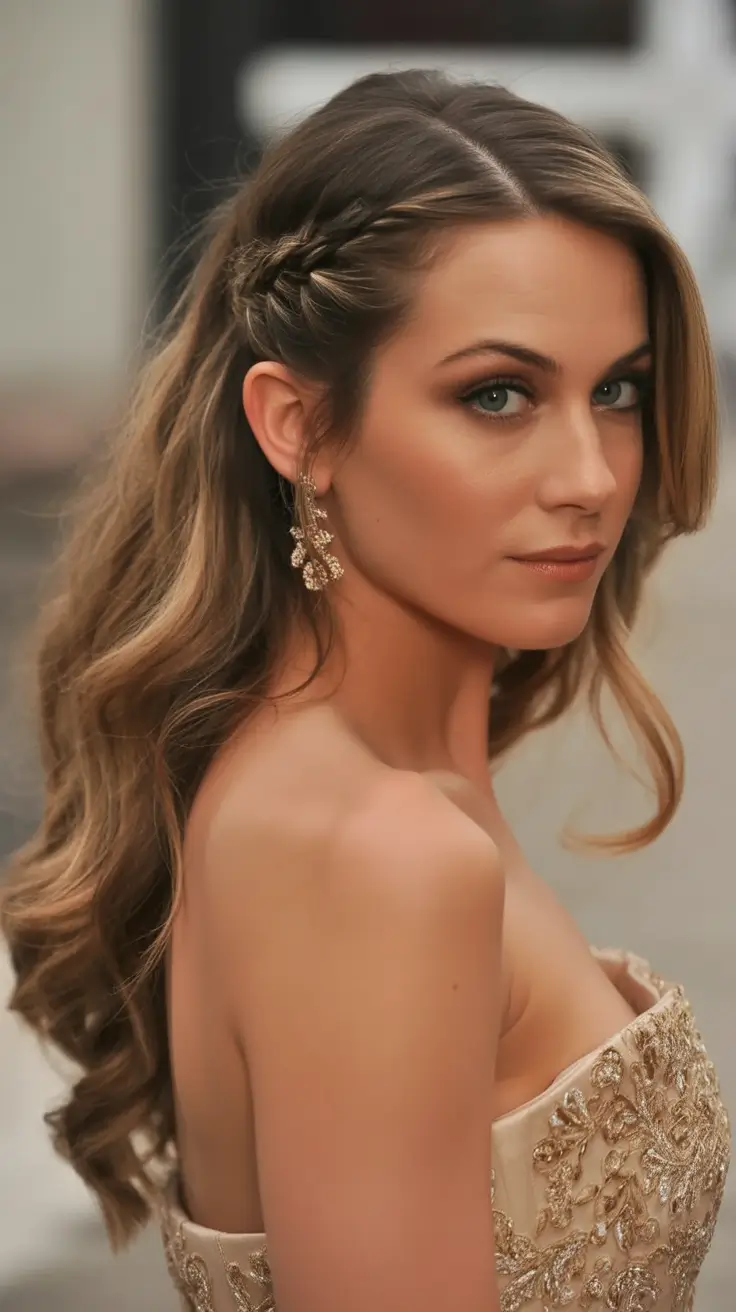 effortless spring half up half down hairstyle 2026 Side Braid Accent with Soft Curly Flow
