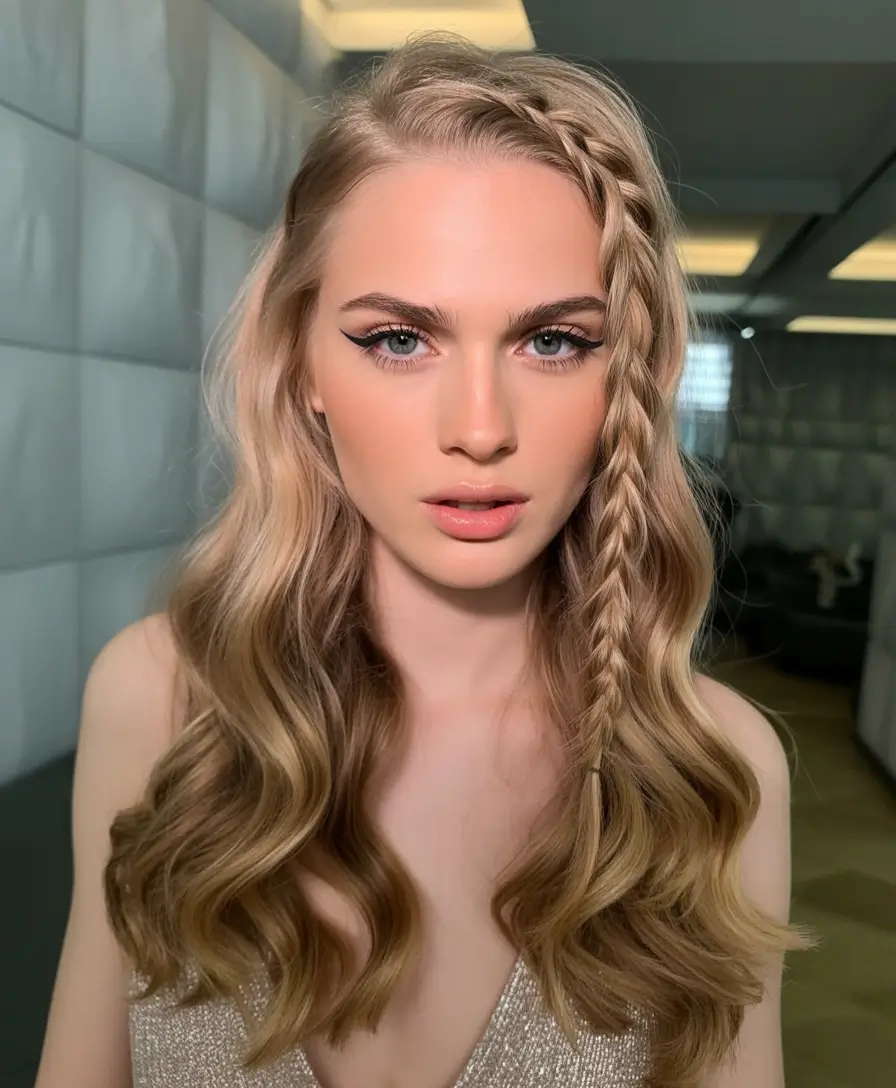 effortless spring half up half down hairstyle 2026 Front Accent Braid for Natural Blonde Texture