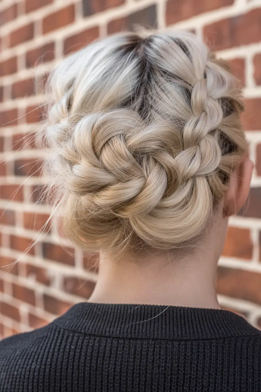 elegant spring formal hairstyle 2026 Intricate Braided Low Bun with Soft Volume