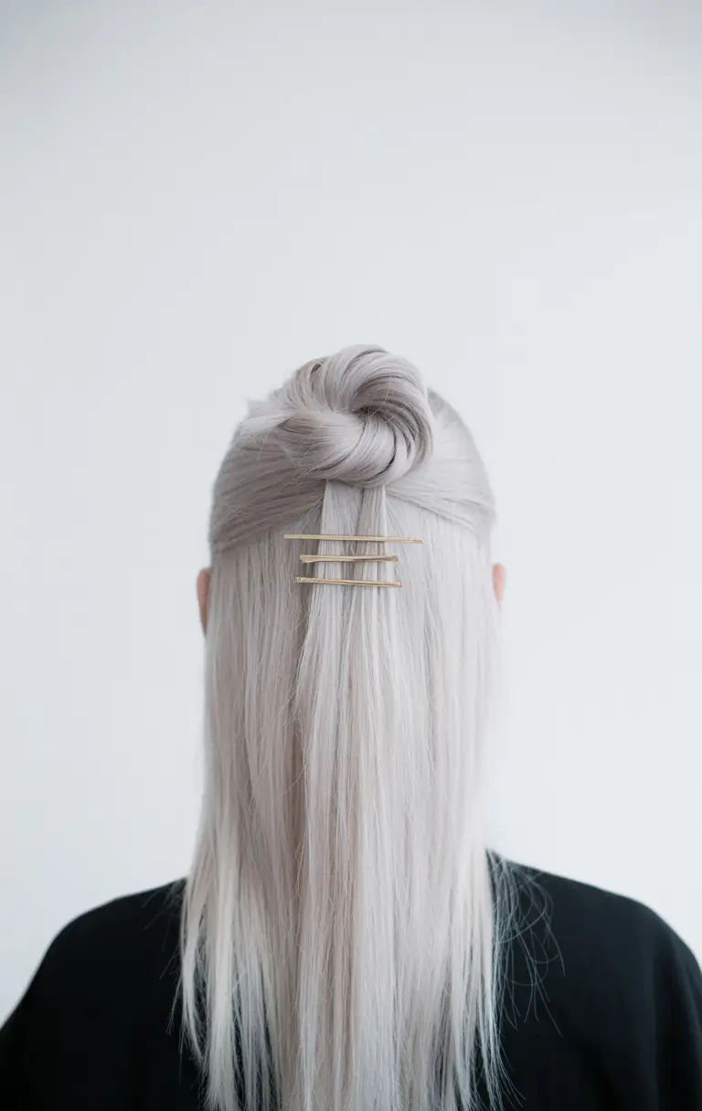 elegant spring formal hairstyle 2026 Minimal Half Up Twist with Sleek Platinum Length