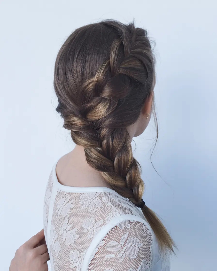 elegant spring formal hairstyle 2026 Structured Side Braid with Polished Finish