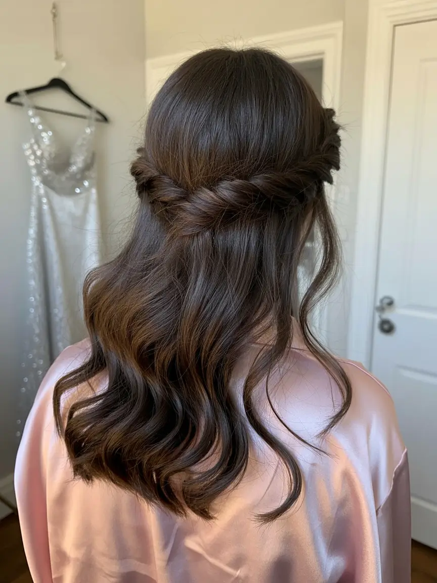 elegant spring formal hairstyle 2026 Twisted Half Up Style with Soft Volume