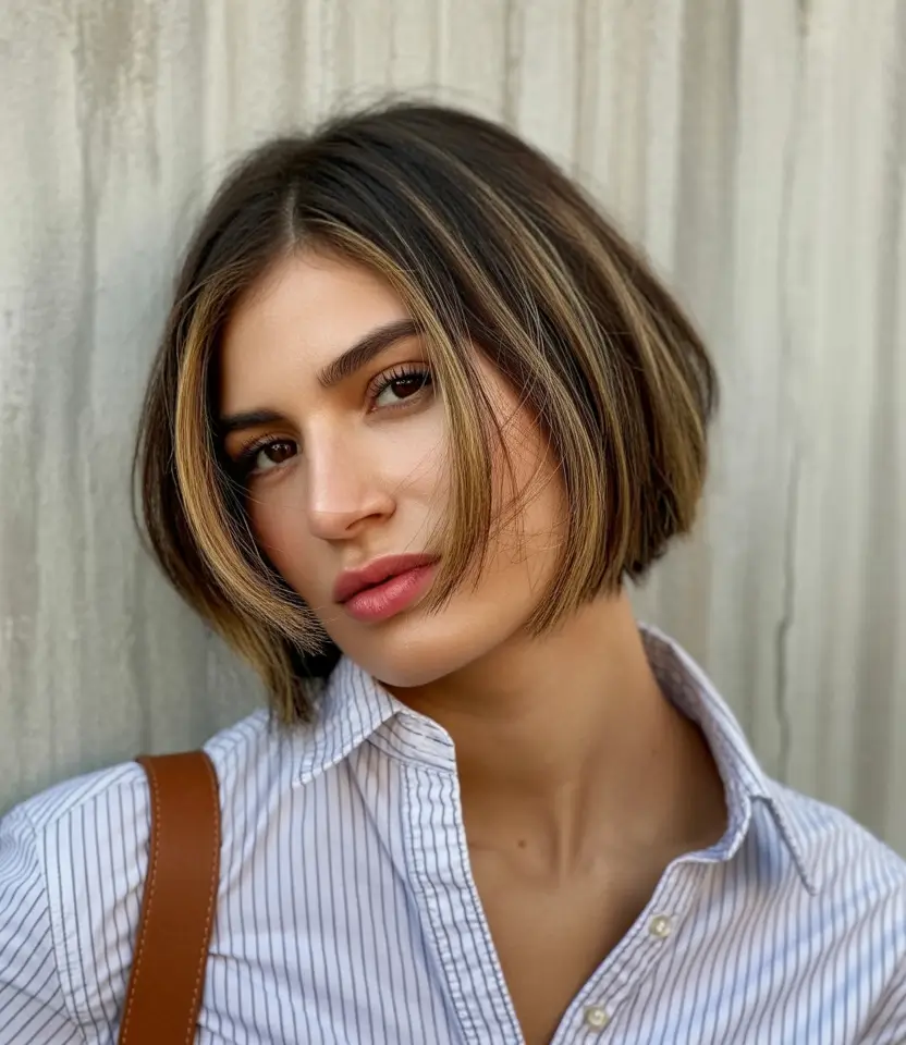 elegant spring haircuts for chubby faces 2026 Sleek Contoured Bob With Face Framing Glow