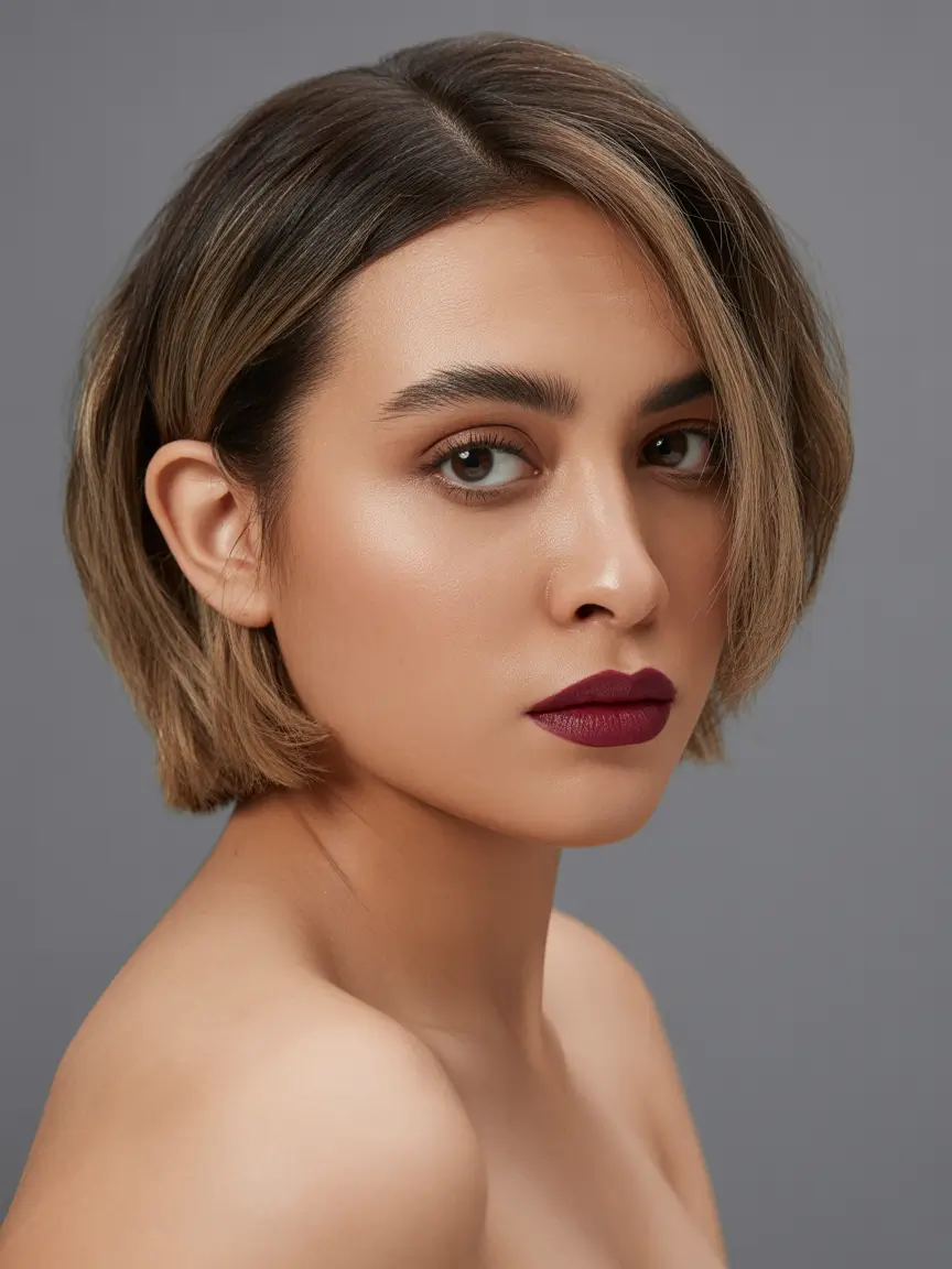 elegant spring haircuts for chubby faces 2026 Chic Asymmetrical Bob With Subtle Edge