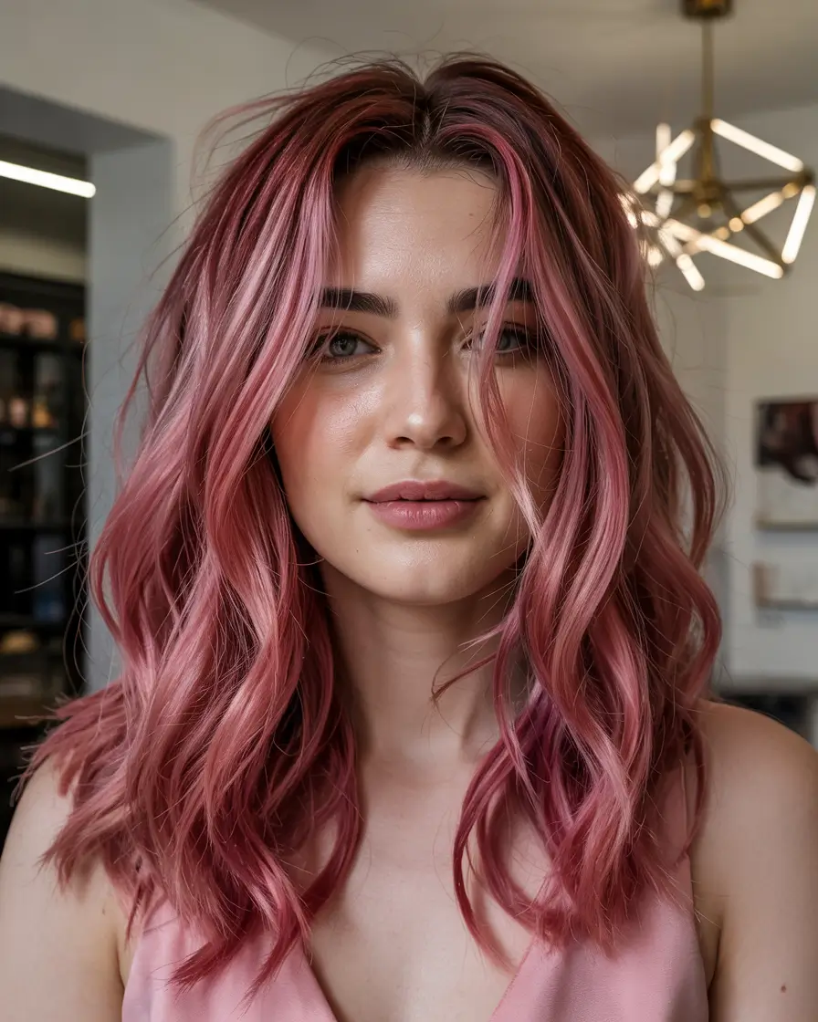 elegant spring maroon hair color 2026 Soft Pink Burgundy Spring Melt