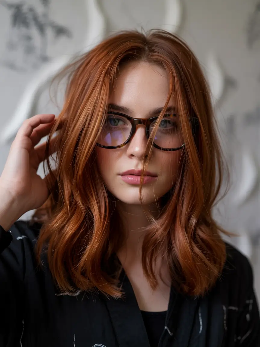 elegant spring maroon hair color 2026 Warm Copper Maroon Shoulder Length Layers