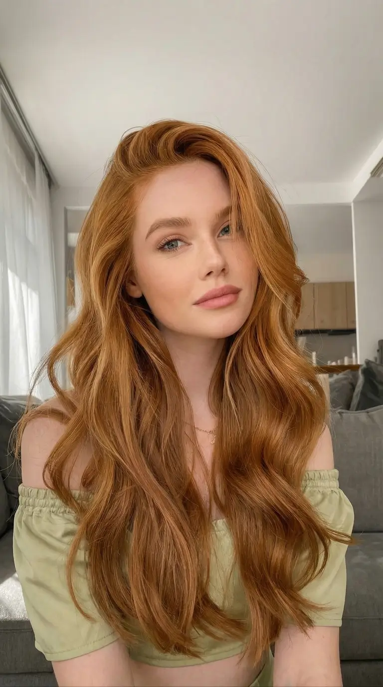 fresh spring hair color trends 2026 Golden Copper Waves for a Radiant Spring Lift