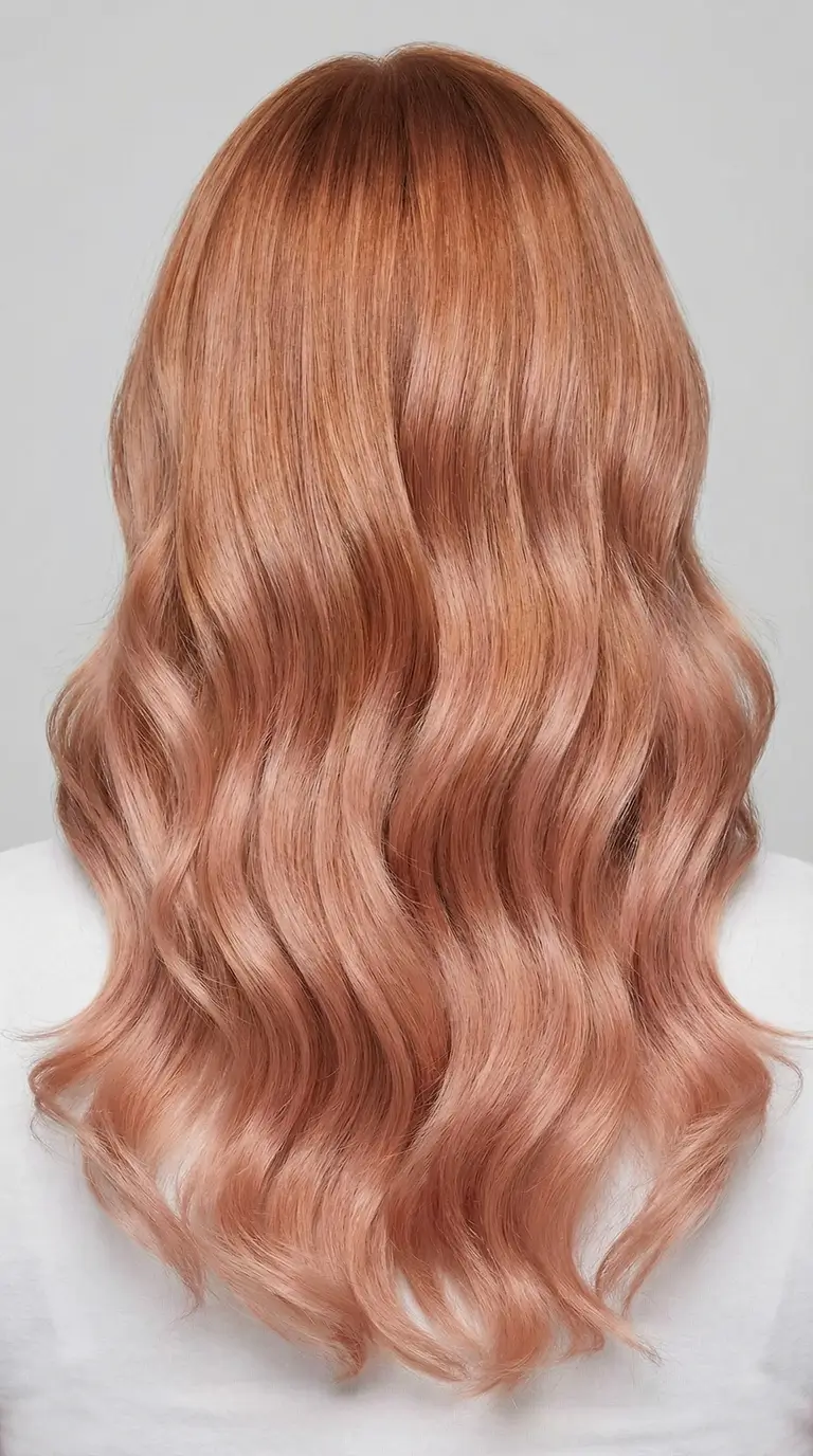 latest spring hair trends 2026 Rosy Gold Shine with Flowing Waves