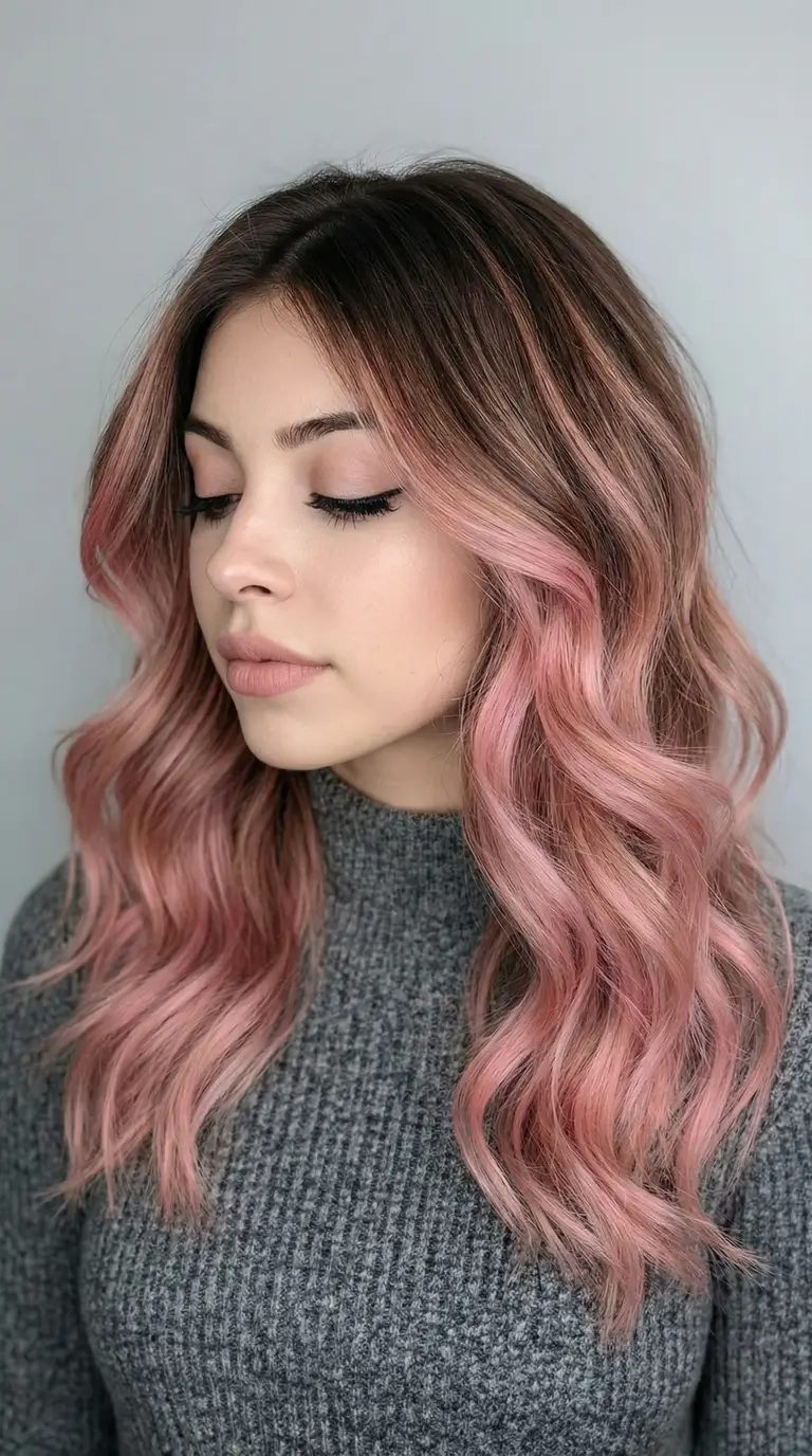 latest spring hair trends 2026 Blush Pink Balayage with Soft Spring Romance