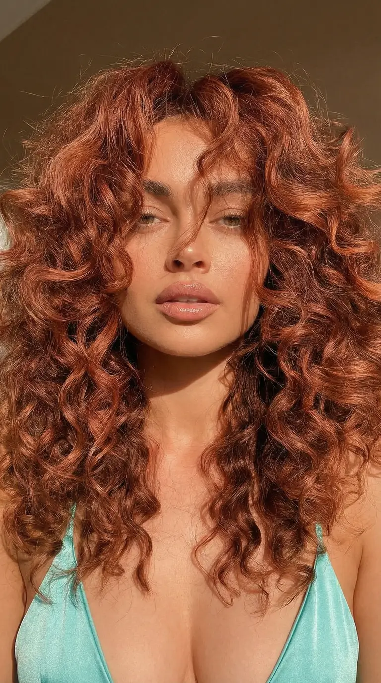 latest spring hair trends 2026 Wild Copper Curly Volume for Spring Energy