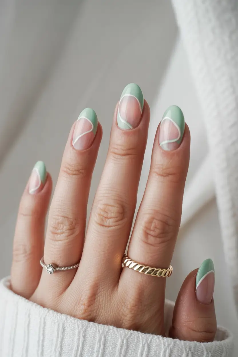 March Nails design - Spring Ideas 2026 Mint Swirl Minimalism for 2026