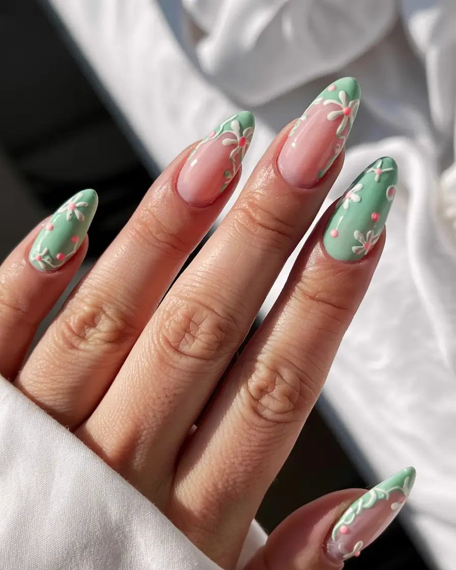 March Nails design - Spring Ideas 2026 Pastel Garden Edges for Spring 2026