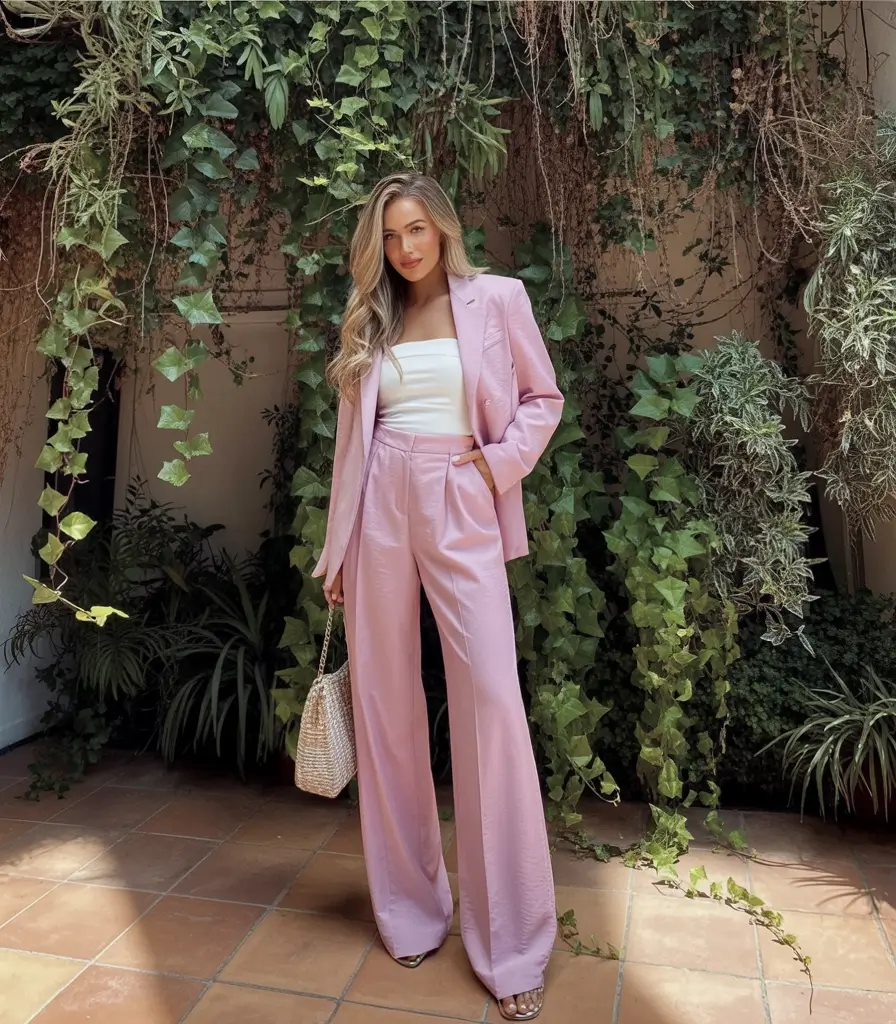 March Outfits - Spring Ideas 2026 Blossom Pink Suit with Light Spring Sophistication