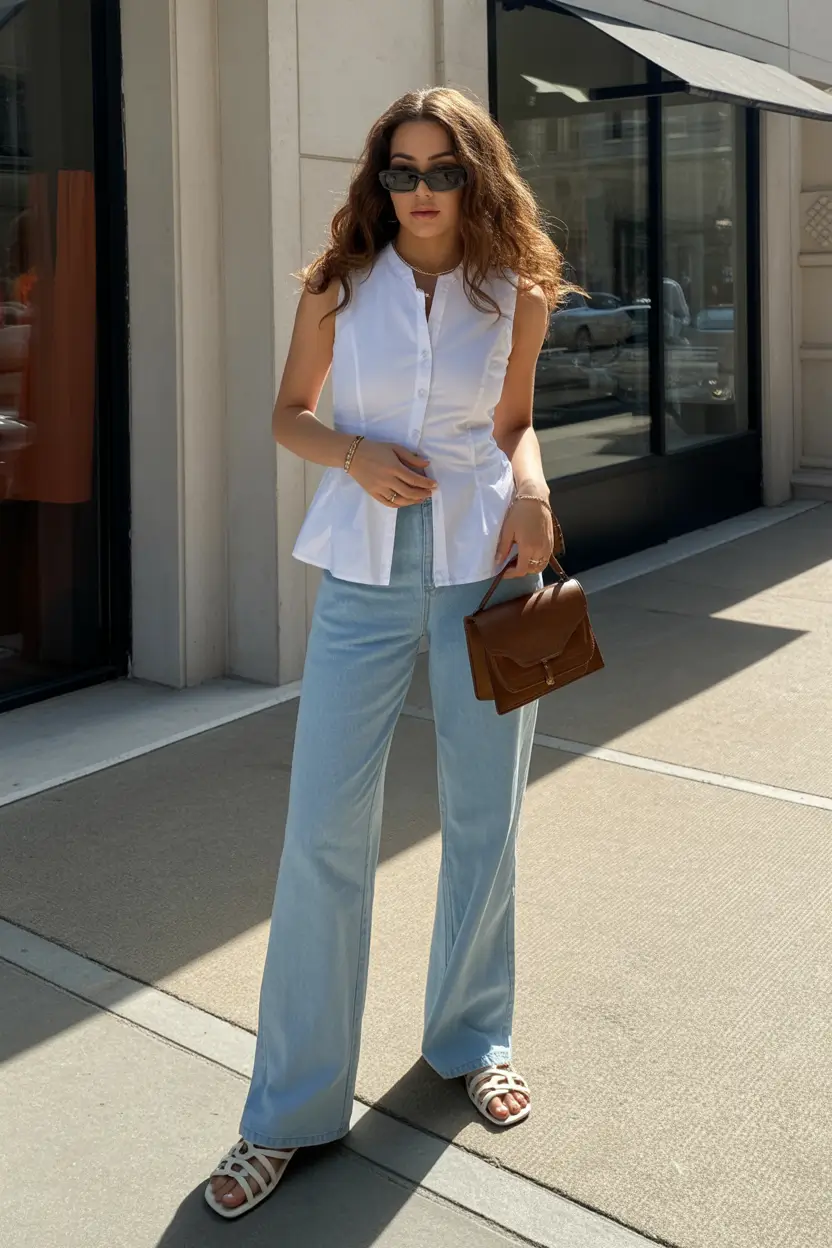 minimalist spring jeans outfit 2026 Crisp White Structure
