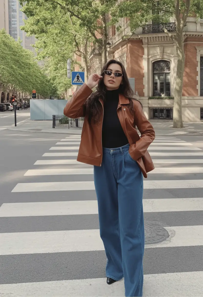 minimalist spring jeans outfit 2026 Urban Brown Leather Mood