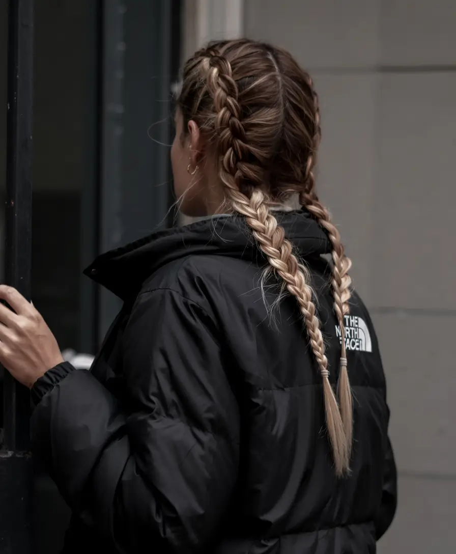 modern spring braids hairstyle 2026 Sporty Double Braids with Ash Blonde Ends