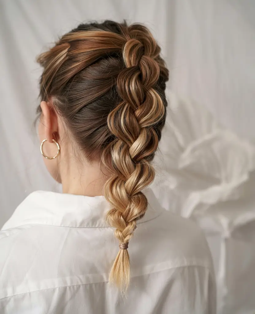 modern spring braids hairstyle 2026 Dimensional Brunette Braid with Soft Volume
