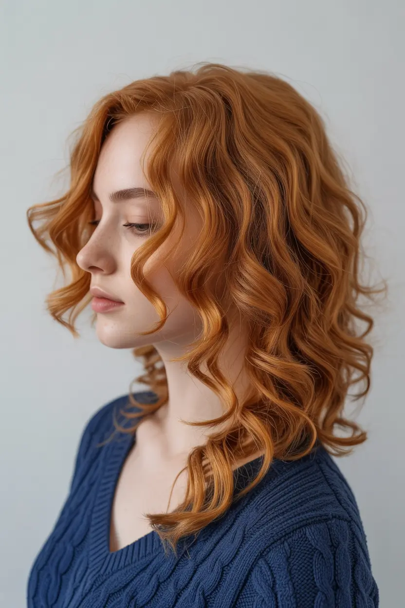 modern spring mid length haircuts 2026 Defined Curly Mid Length Spring Haircut With Copper Shine