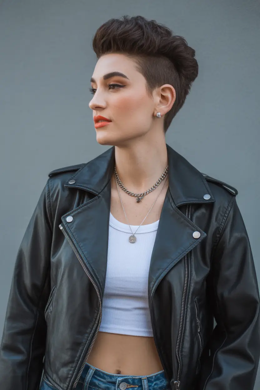 modern spring short hairstyles 2026 Edgy Undercut Pixie with Voluminous Top