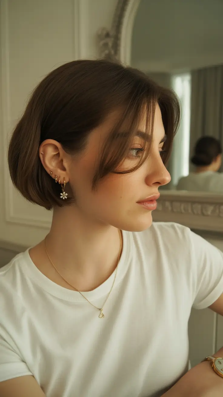 modern spring short hairstyles 2026 Soft French Bob with Wispy Curtain Fringe