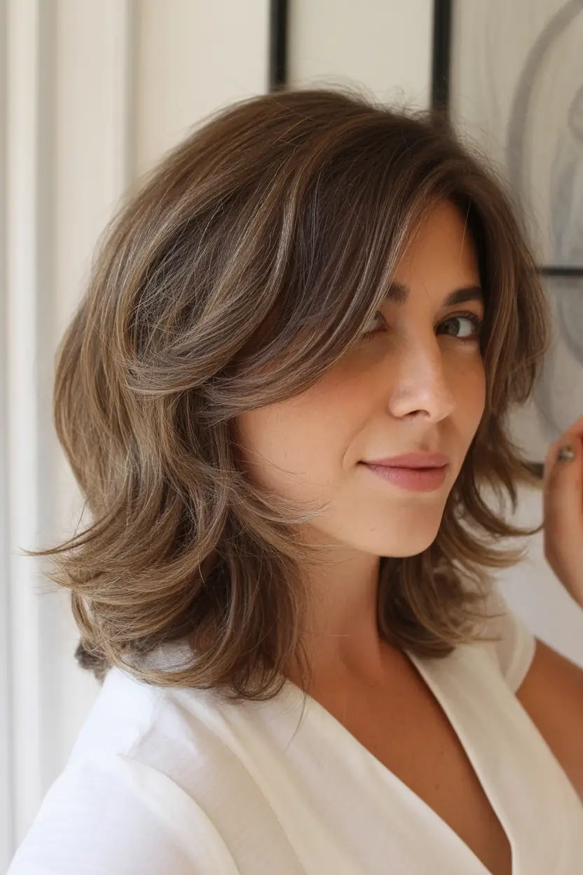 modern spring short hairstyles 2026 Layered Shoulder Grazing Short Cut with Feathered Movement