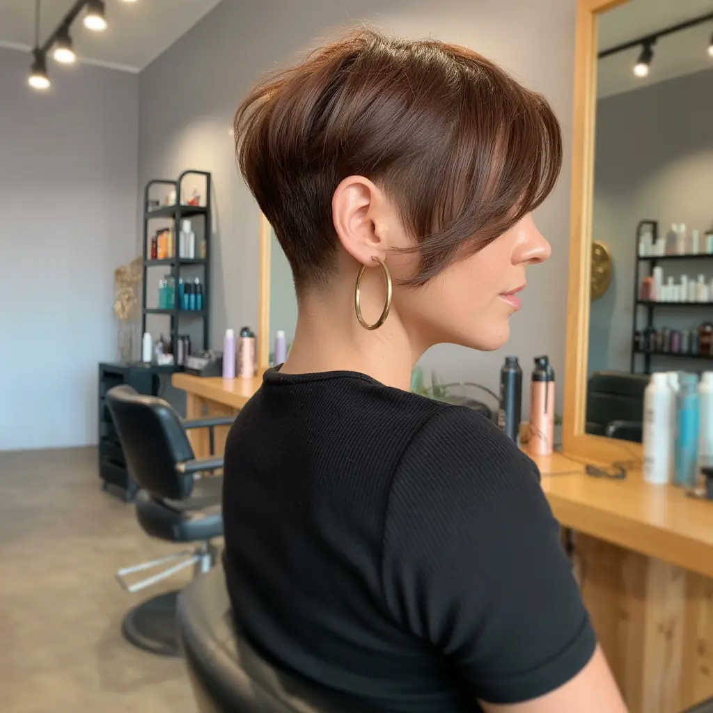 modern spring short hairstyles 2026 Undercut Pixie with Long Sweeping Fringe