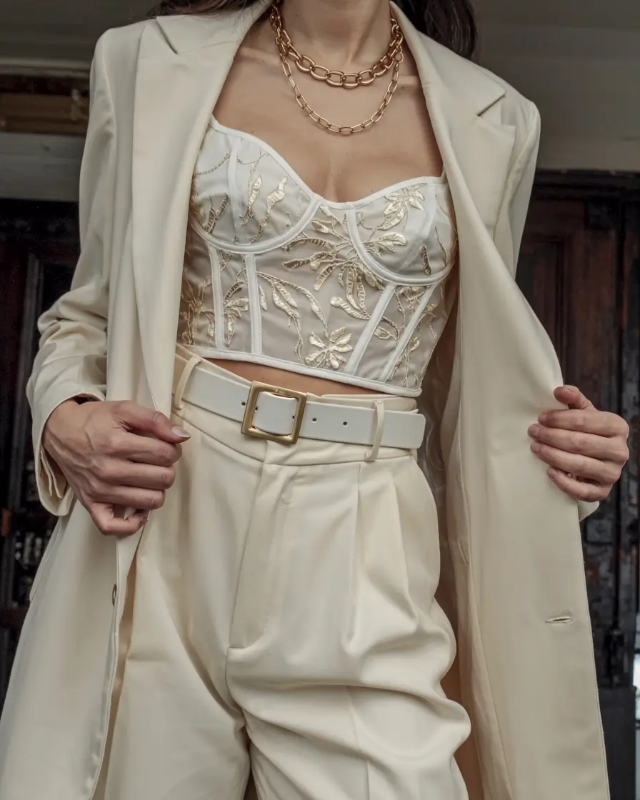 modern spring wedding guest outfit 2026 Soft Power Suiting With Feminine Edge