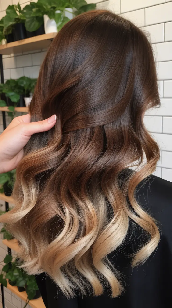 natural spring brunette hair color 2026 Mocha Melt Blonde Ends