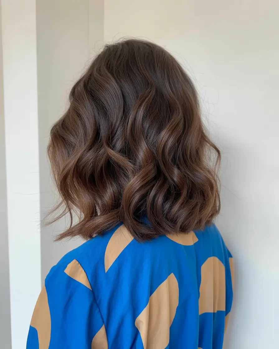 natural spring brunette hair color 2026 Wavy Brunette Bob
