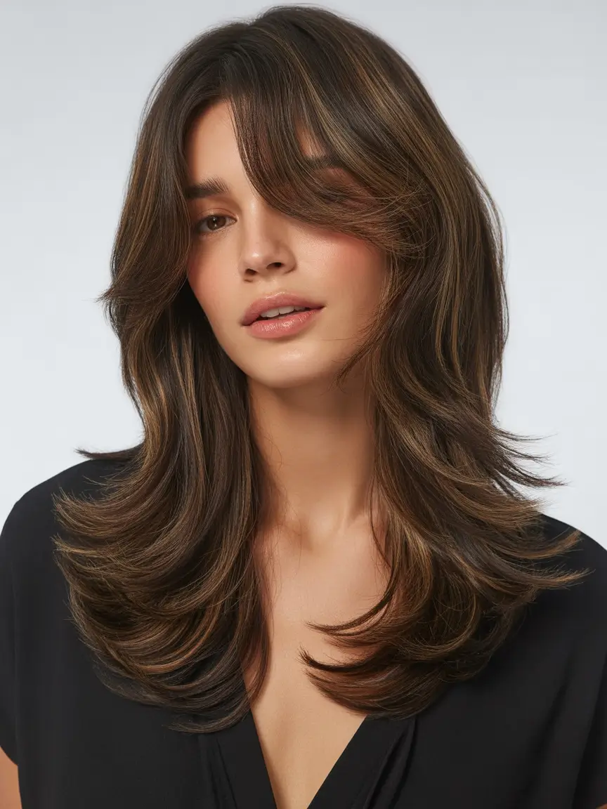natural spring brunette hair color 2026 Soft Layered Brunette