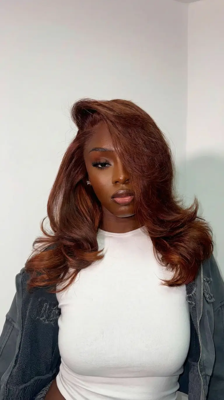 natural spring hair color for brown skin 2026 Warm Cinnamon Layers for a Radiant Spring