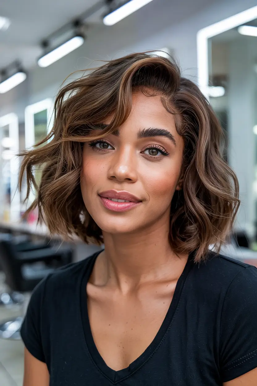 natural spring hair color for brown skin 2026 Soft Caramel Bob With Airy Spring Movement