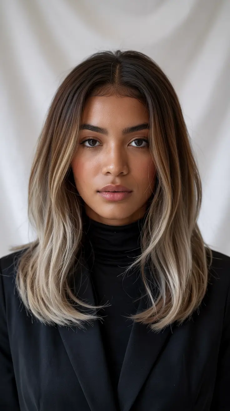 natural spring hair color for brown skin 2026 Sleek Contrast Blonde for a Modern Spring