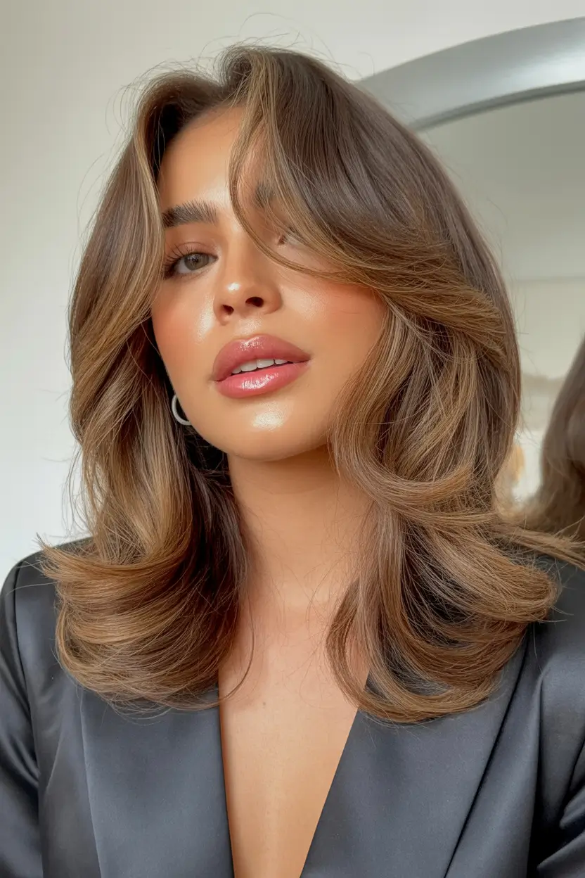 natural spring hair color for tan skin 2026 Layered Honey Brunette Lift