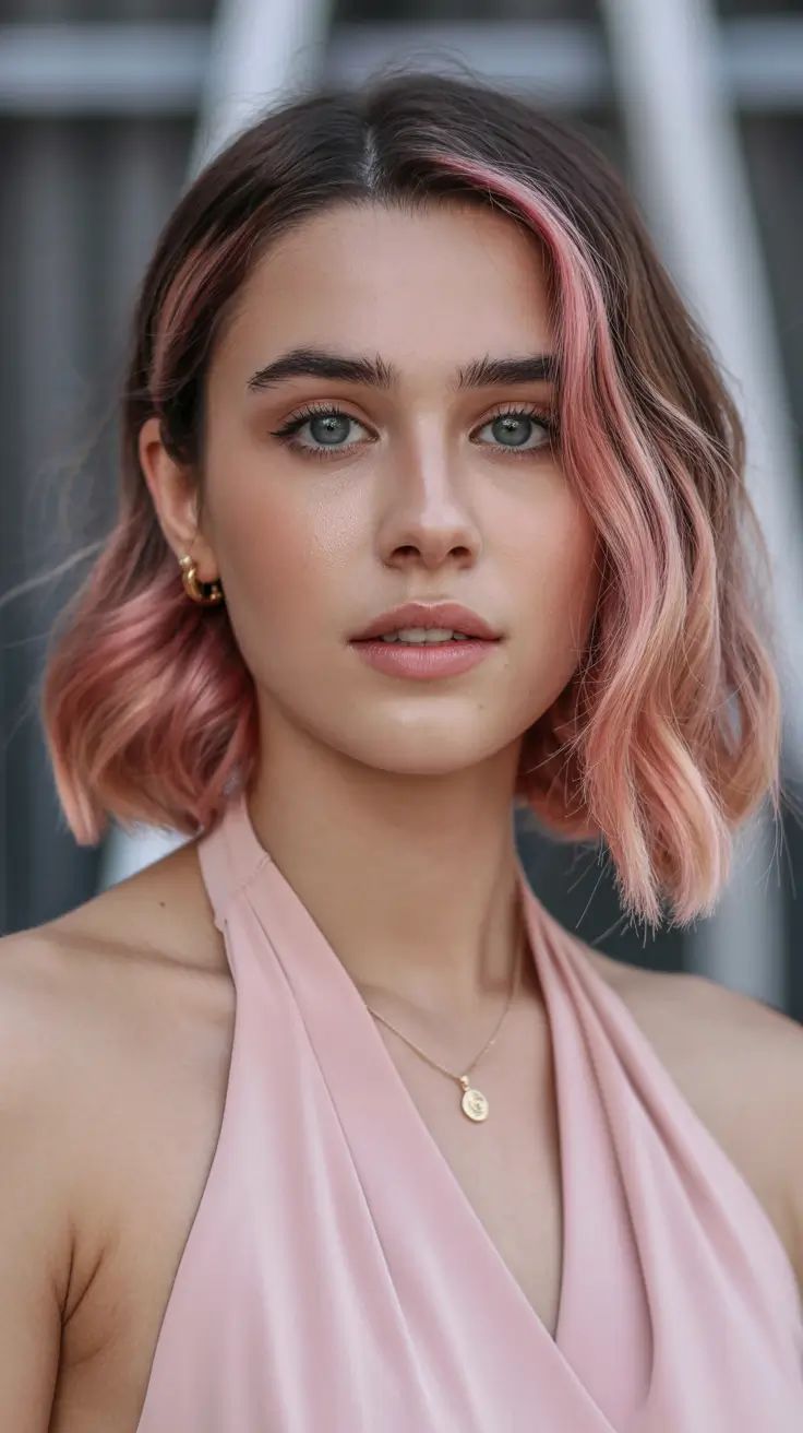 pastel spring ombre hair color 2026 Soft Blush Ombre French Bob