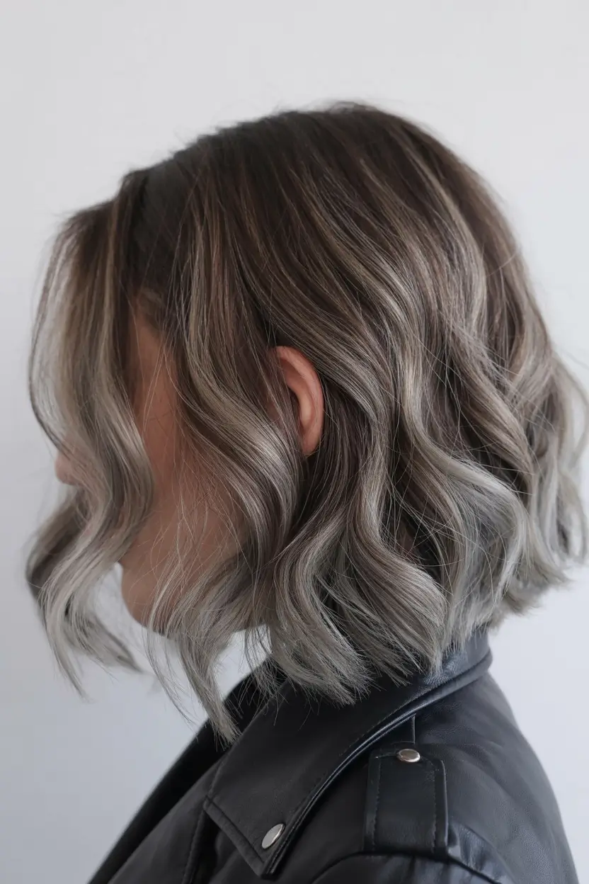 pastel spring ombre hair color 2026 Smoky Silver Ash Ombre Bob