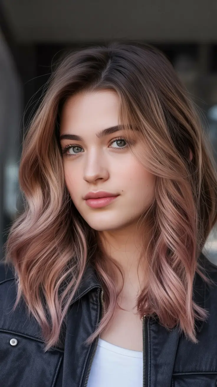 pastel spring ombre hair color 2026 Muted Rose Balayage Ombre Layers