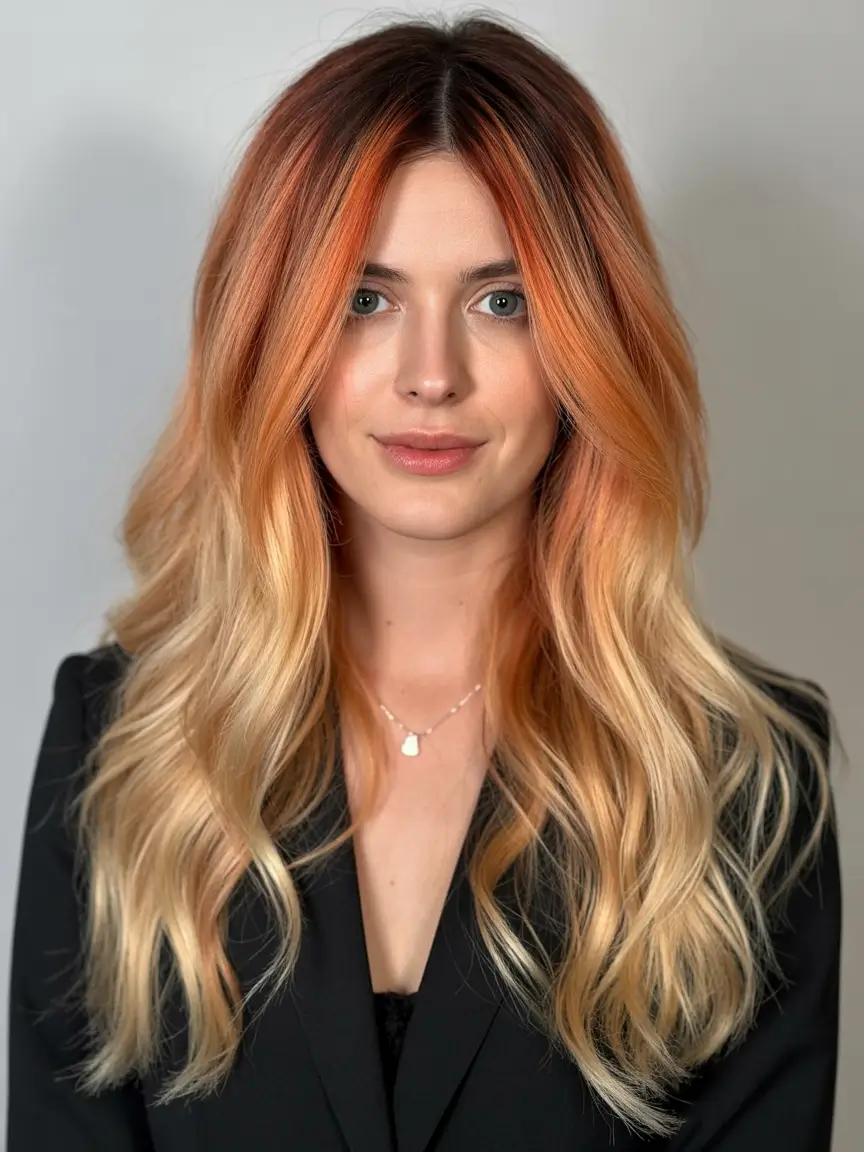pastel spring ombre hair color 2026 Peachy Pastel Ombre Glow