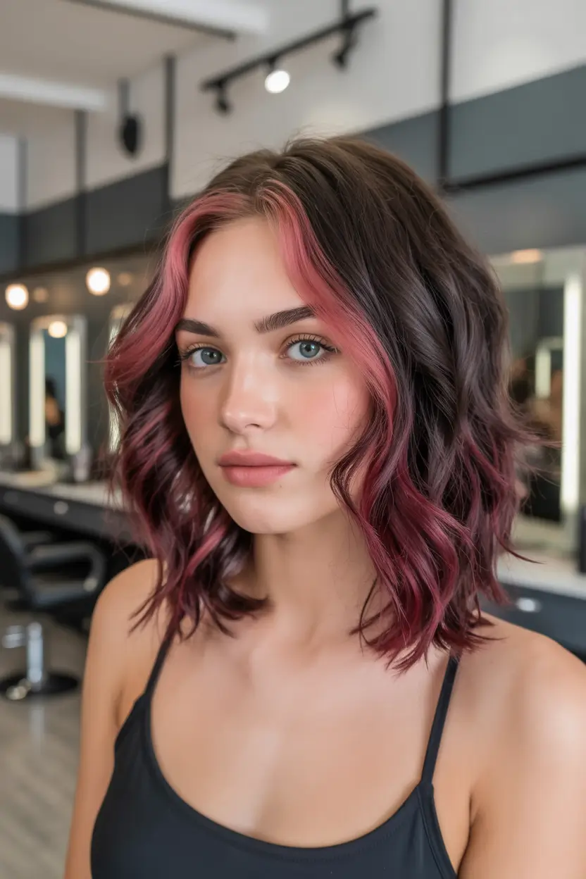 pastel spring ombre hair color 2026 Berry Rose Ombre Textured Lob