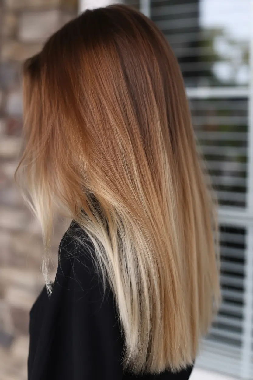 pastel spring ombre hair color 2026 Golden Cream Straight Ombre Length