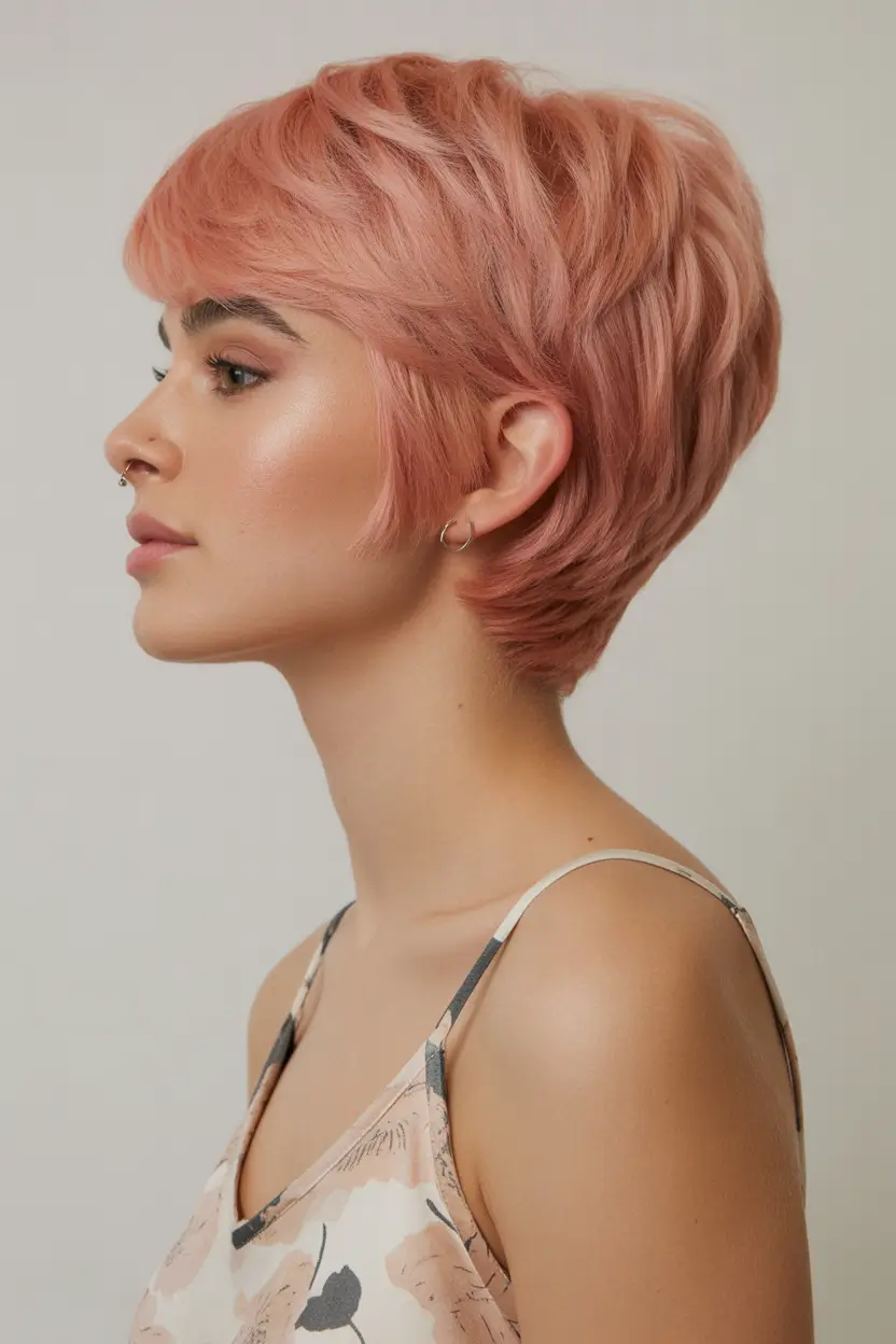 playful spring pixie haircuts 2026 Rosewater Spring Pixie With Soft Petal Texture