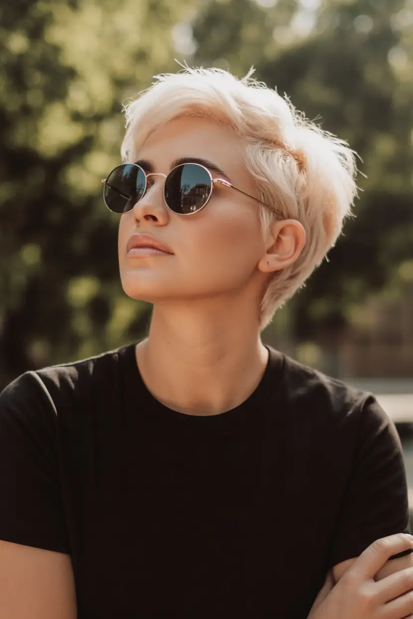 playful spring pixie haircuts 2026 Bright Platinum Pixie With Cool Spring Airiness