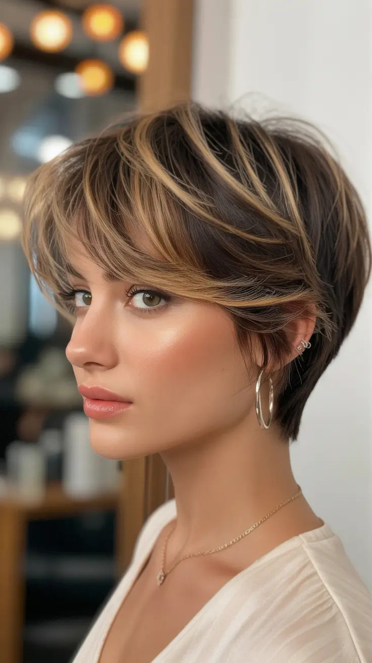 playful spring pixie haircuts 2026 Golden Ribbon Pixie With Soft Dimensional Glow