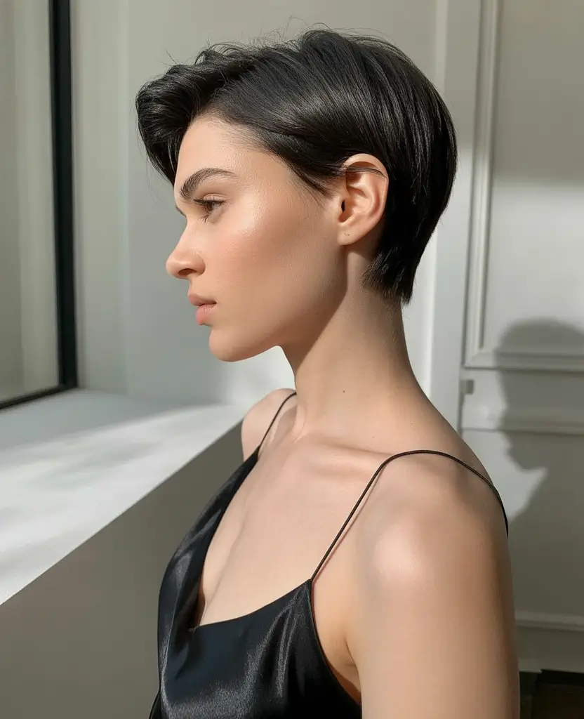 playful spring pixie haircuts 2026 Sleek Contour Pixie With Minimalist Lines